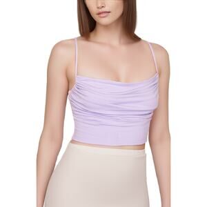 Susana Monaco Gathered Knit Crop Top in Lavender NWT Size Medium